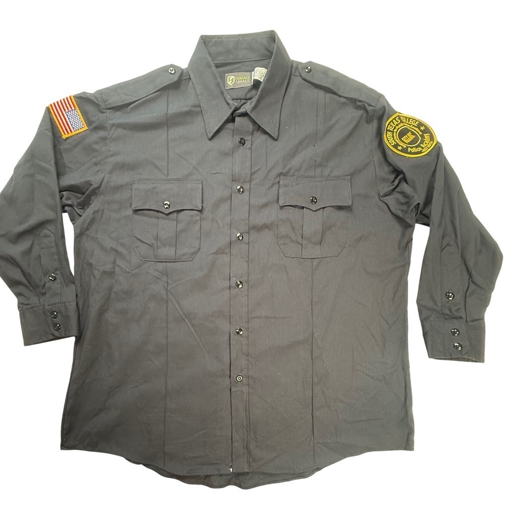 Horace Small New Dimension Mens Navy Blue Police Academy Uniform Shirt 18 33